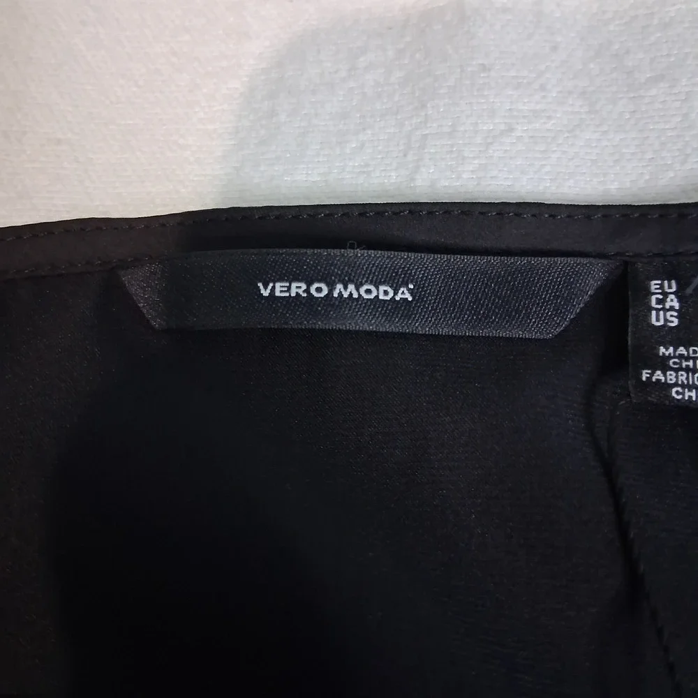 Vero Moda Black Matte Satin Adjustable Spaghetti Strap Maxi Dress Single Tier XS